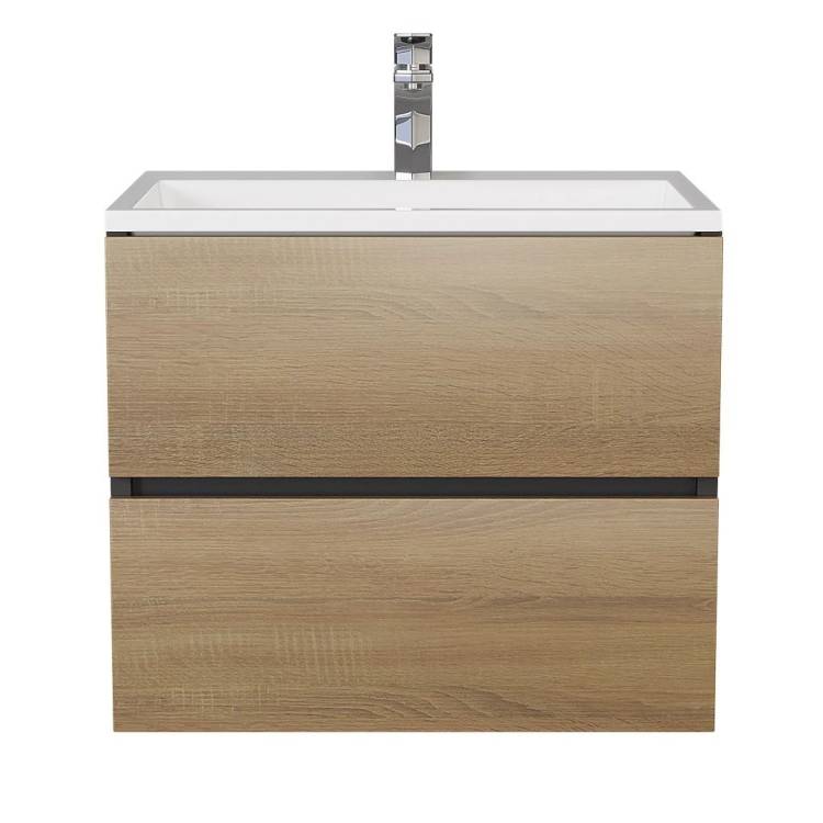 Тумба с раковиной Uperwood Barsa подвесная, черная, дуб сонома, 60 см