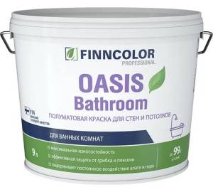 Краска для влажных помещений Finncolor Oasis Bathroom полуматовая база А 9 л