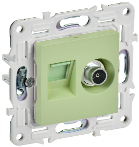 ТВ-розетка+Ethernet RJ45 IEK Skandy SK-AK20-1-K06 мятный