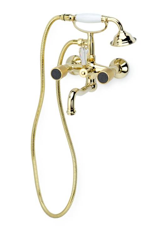 Смеситель для ванны Boheme Royal Crystal black 293-Royal/CRST black золото, переключатель SW