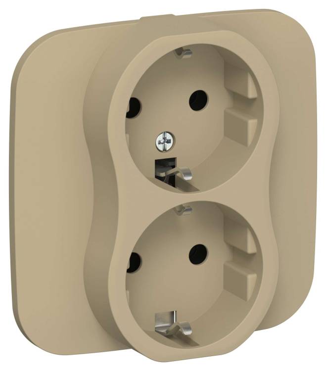 Розетка 2-местная с заземлением IEK Flite FI-R21A-16-1-K59 хаки