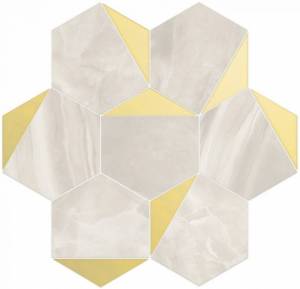 Мозаика Vallelunga Nolita 6001117 Esagona Triangoli Oro Lusso 30x28