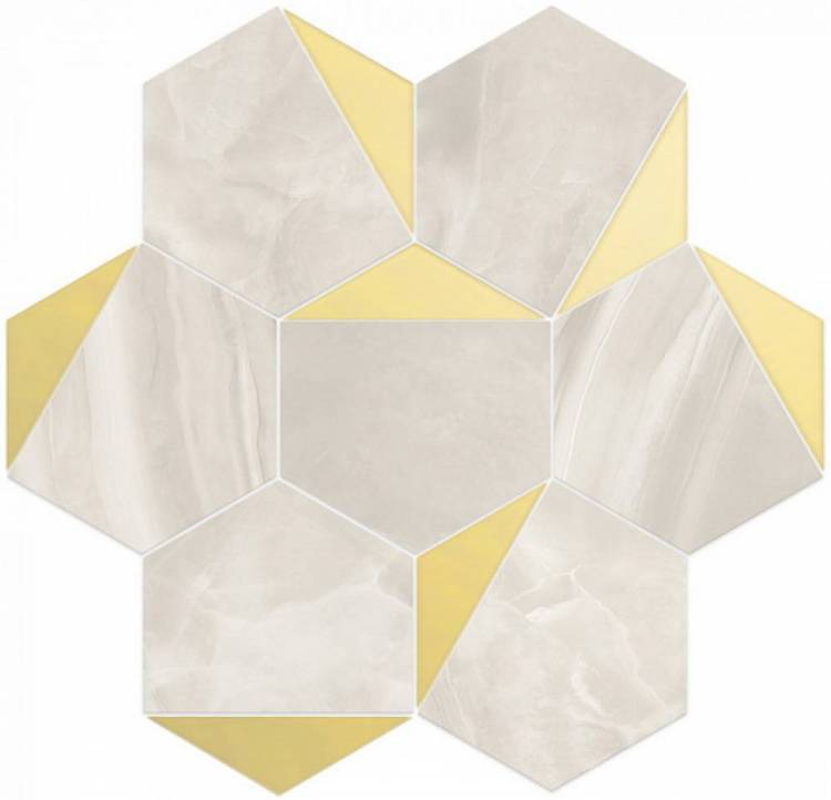 Мозаика Vallelunga Nolita 6001117 Esagona Triangoli Oro Lusso 30x28