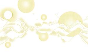 3D Фотообои Artegrafico «Золотые абстрактные горы с планетами» LST-060 песок