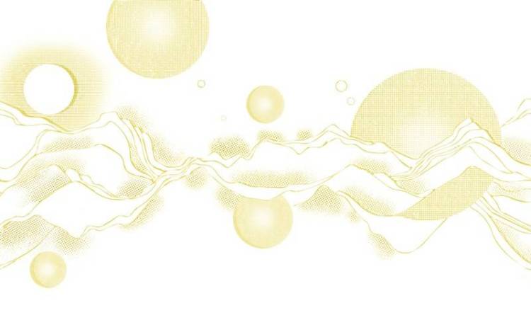 3D Фотообои Artegrafico «Золотые абстрактные горы с планетами» LST-060 песок