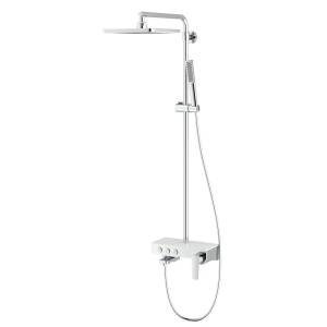 Душевая стойка Teska Niagara NG3501C с изливом, упаравление кнопками, белое стекло
