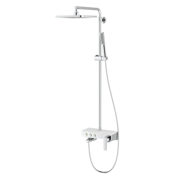 Душевая стойка Teska Niagara NG3501C с изливом, упаравление кнопками, белое стекло