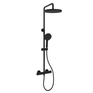 Душевая стойка Sancos Teo SC11001MB c термостатом, с регулировкой по высоте, 3 режима, черный матовый