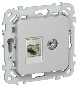 ТВ-розетка+Ethernet RJ45 IEK Flite FI-AK21-2-K47 алюминий