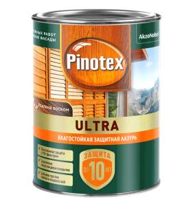 Лазурь защитная влагостойкая для защиты древесины до 10 лет Pinotex Ultra орегон 0.9 л