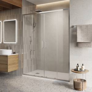 Душевая дверь в нишу Belbagno LUCE-BF-2-140-C-Cr профиль хром, стекло прозрачное, 140x195