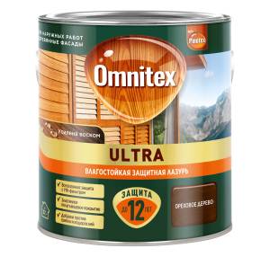 Пропитка декоративная для защиты древесины Omnitex Ultra AWB полуглянцевая орех 2.5 л