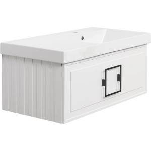 Тумба с раковиной La Fenice Cubo FNC-01-CUB-B-90 белая, ручка черная