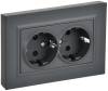 Розетка 2-местная с заземлением и шторками IEK Brite BR-R28-16-K53-F графит