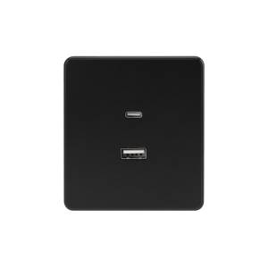 Розетка USB type A+C Kranz Round KR-78-0734-3 оникс