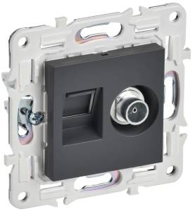 ТВ-розетка+Ethernet RJ45 IEK Skandy SK-AK20-1-K48 титан