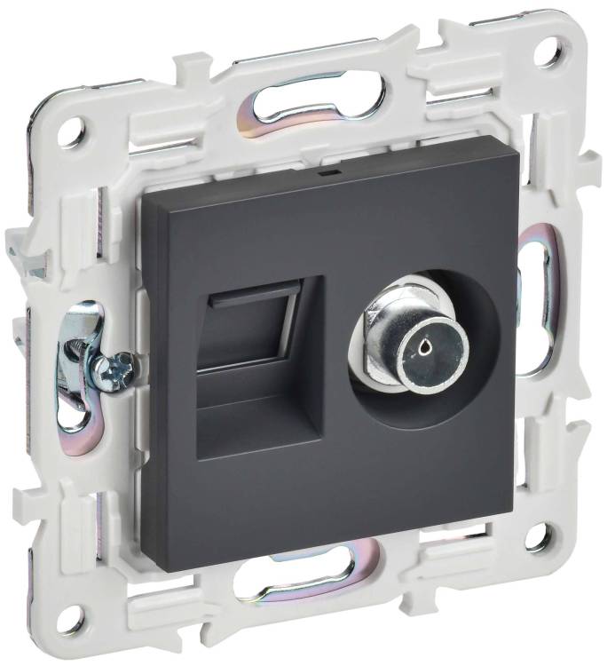 ТВ-розетка+Ethernet RJ45 IEK Skandy SK-AK20-1-K48 титан