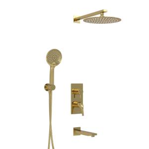 Душевой комплект Wasserkraft A71208 с верхней душевой насадкой, золотой, встраиваемый, с изливом, с лейкой