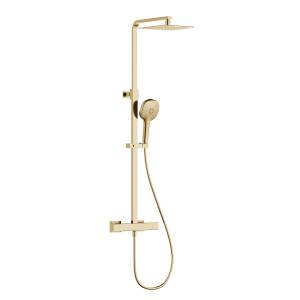 Душевая стойка AQUAme Siena AQM8007BG с термостатом, золото шлифованное