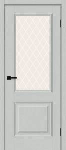 Межкомнатная дверь Bravo Классик-13 полотно Grey Silkwood, стекло White Сrystal 700x2000