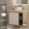 Тумба с раковиной Teymi Nura подвесная, дуб, белый, 70 см, с раковиной Diamond 48