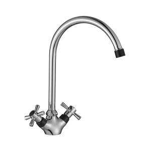 Смеситель для кухни Decoroom DR51 DR51028-Black двуручный с высоким повортным изливом Хром/черный