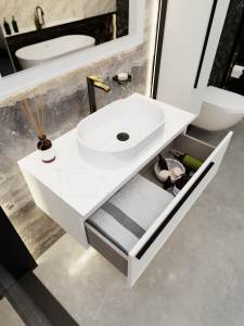 Тумба с раковиной La Fenice Elba Bianco NFNC-01-ELB-B-100-3-M-GG белая матовая, 100 см