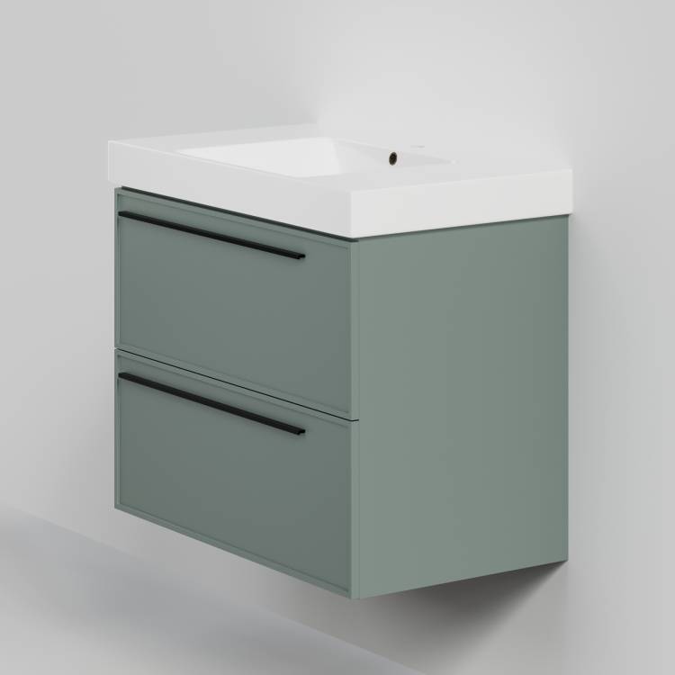 Тумба с раковиной La Fenice Elba Twin Grigio NFNC-01-ELB-G-80-2-3-80 серо-зеленая матовая, 80 см