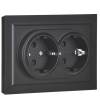 Розетка 2-местная с заземлением и шторками IEK Brite BR-R24-16-K02-F черный фото 4