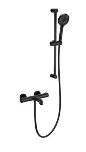 Смеситель для ванны Wonzon & Woghand WW-C2006-A-MB с душевым гарнитуром и термостатом, черный матовый
