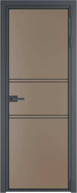 Межкомнатная дверь Profil Doors 2 AX цвет профиля Серая ночь, стекло безопасное 6 мм монохром капучино 700x2000