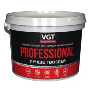 VGT PROFESSIONAL КЛЕЙ АКРИЛОВЫЙ МОНТАЖНЫЙ универсальный, белый (3кг)