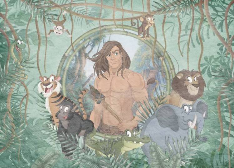 3D Фотообои Artegrafico «Тарзан и обитатели джунглей» KID-096 канвас