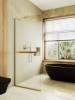 Душевая перегородка MaybahGlass MGD-731-3у 79x195, стекло сатин 8 мм, профиль золото
