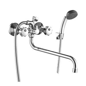 Смеситель для ванны Decoroom DR50 DR50045R двуручный универсальный с поворотным изливом 300 мм Хром