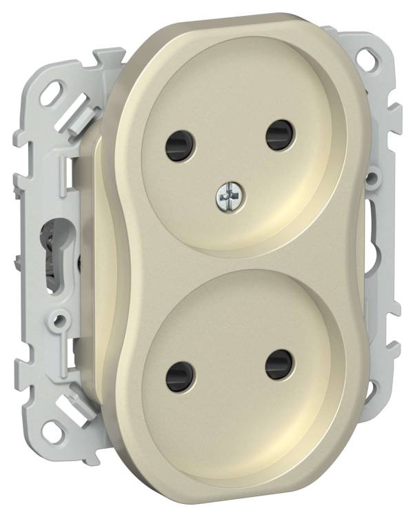 Розетка 2-местная с защитными шторками IEK Flite FI-R23-10-1-K37 шампань