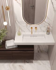 Раковина-столешница Armadi Art Flat 859-100-CLCT моноблок Calacatta 1010x452x80