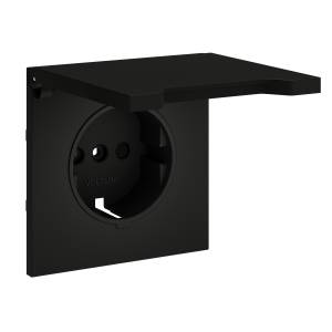 Лицевая панель для розетки с заземлением, шторками и крышкой Voltum S70 VLS000808 черный