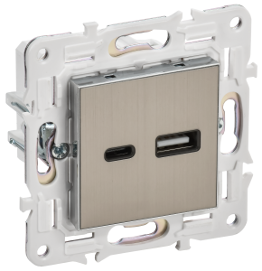 Розетка USB type A+C IEK Skandy SK-U22-D31-K50 никель