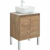 Тумба с раковиной Aquanet Nova Lite 60 дуб рустикальный, с дверками фото 3