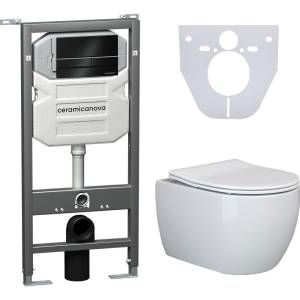 Комплект Унитаз подвесной Ceramica Nova Play CN3001 + Инсталляция Envision CN1002B с кнопкой