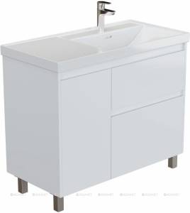 Тумба с раковиной Aquanet Nova Lite 2.0 90 R 365929 Белый глянец