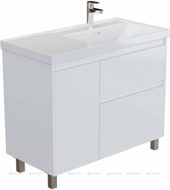 Тумба с раковиной Aquanet Nova Lite 2.0 90 R 365929 Белый глянец