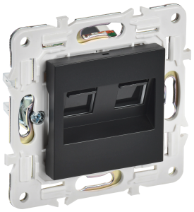 Розетка компьютерная RJ45 2-местная IEK Skandy SK-K20-1-K02 черный