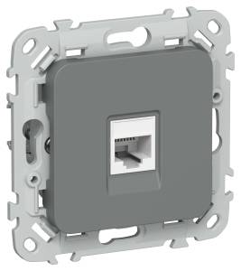 Розетка компьютерная RJ45 IEK Flite FI-K12-1-K80 мокрый асфальт