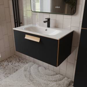 Тумба с раковиной Terminus Noto NOT10801099901O черный soft touch, 80x38