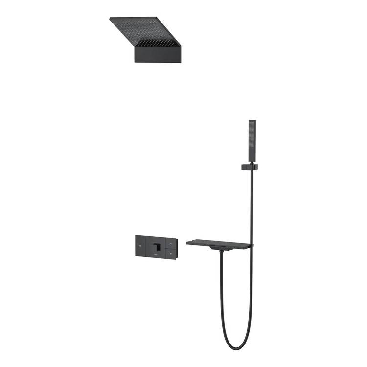 Душевой комплект Vincea VSFW-2F11TMB черный, встраиваемый, с термостатом