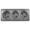 Розетка 3-местная с заземлением IEK Glory ERH31-K46M-16 сталь матовый фото 2