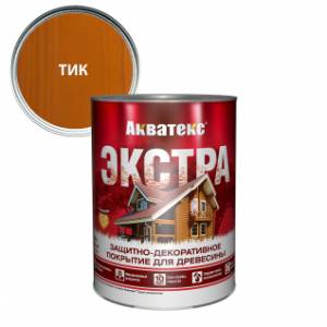 Защитно-декоративное покрытие для древесины Акватекс Экстра полуглянцевое тик 0.8 л