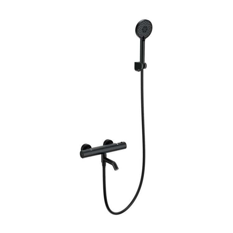Смеситель для ванны Wonzon & Woghand WW-B3029-A1-MB термостатический, с душевым гарнитуром, черный матовый